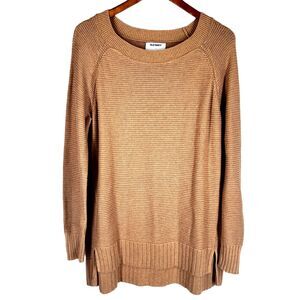 Tan Beige Cotton Viscose Sweater Womens L Tunic Length Old Navy